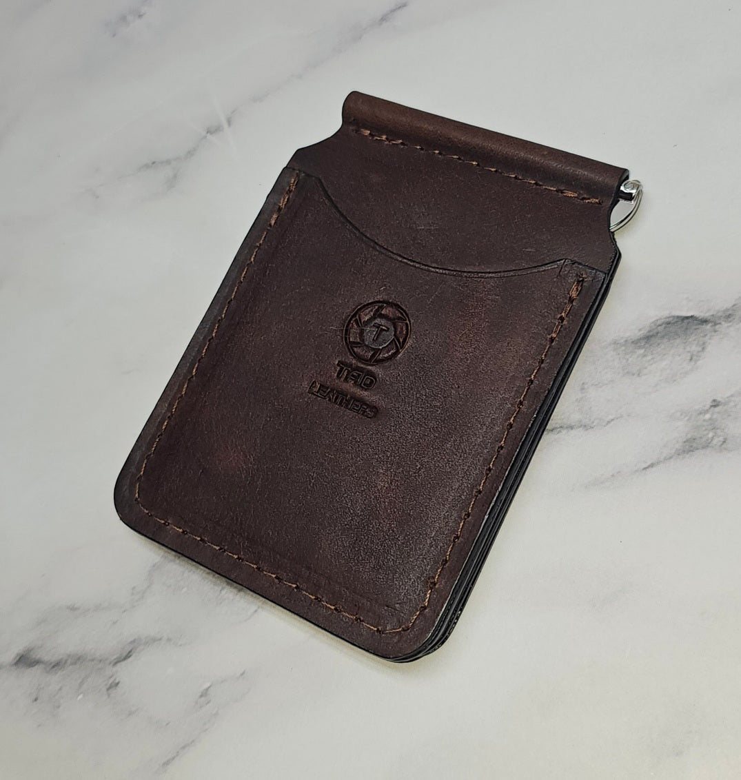Leather Money Clip Wallet - Chocolate Brown