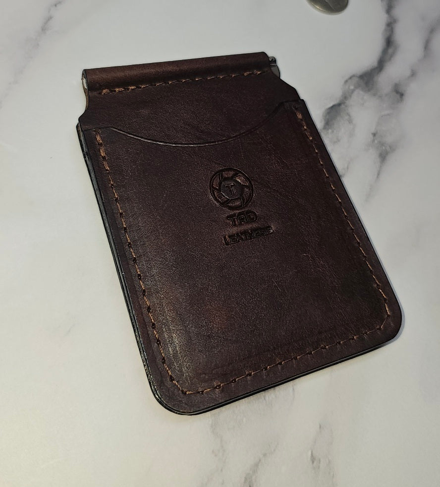 Leather Money Clip Wallet - Chocolate Brown