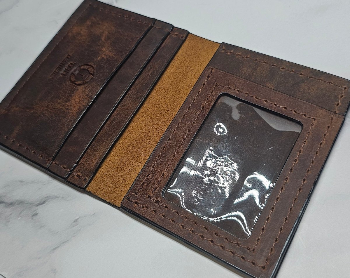 Leather ID & Card Wallet - Volcano Brown
