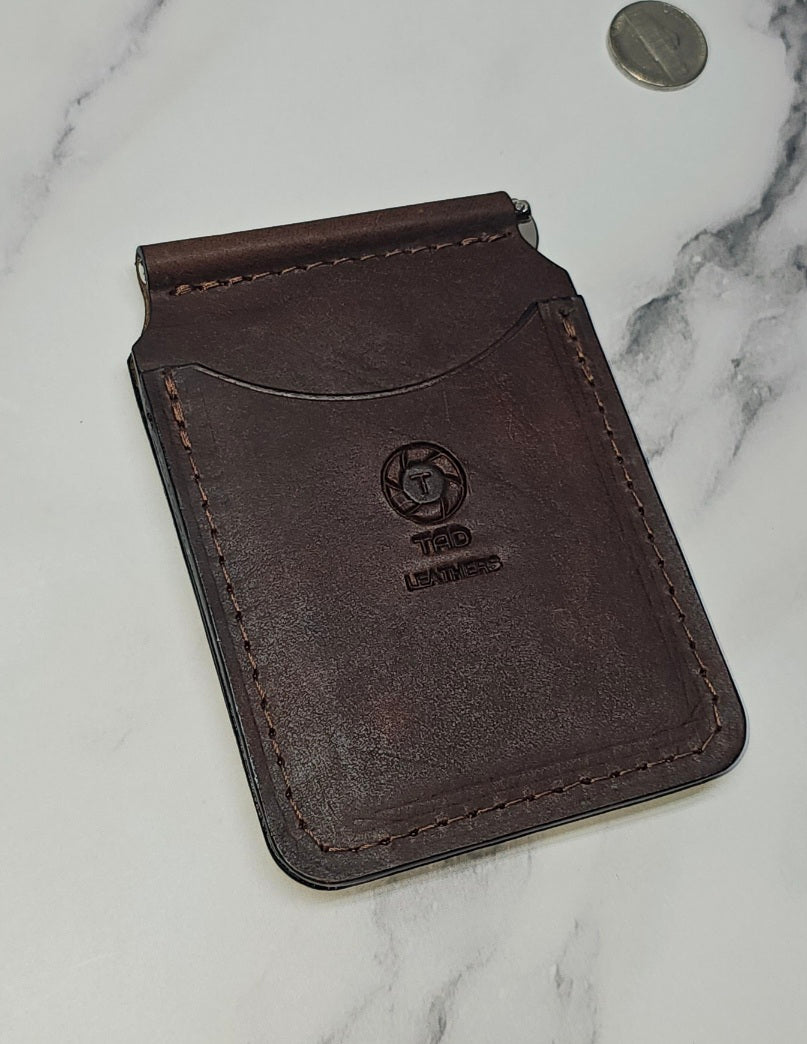 Leather Money Clip Wallet - Chocolate Brown