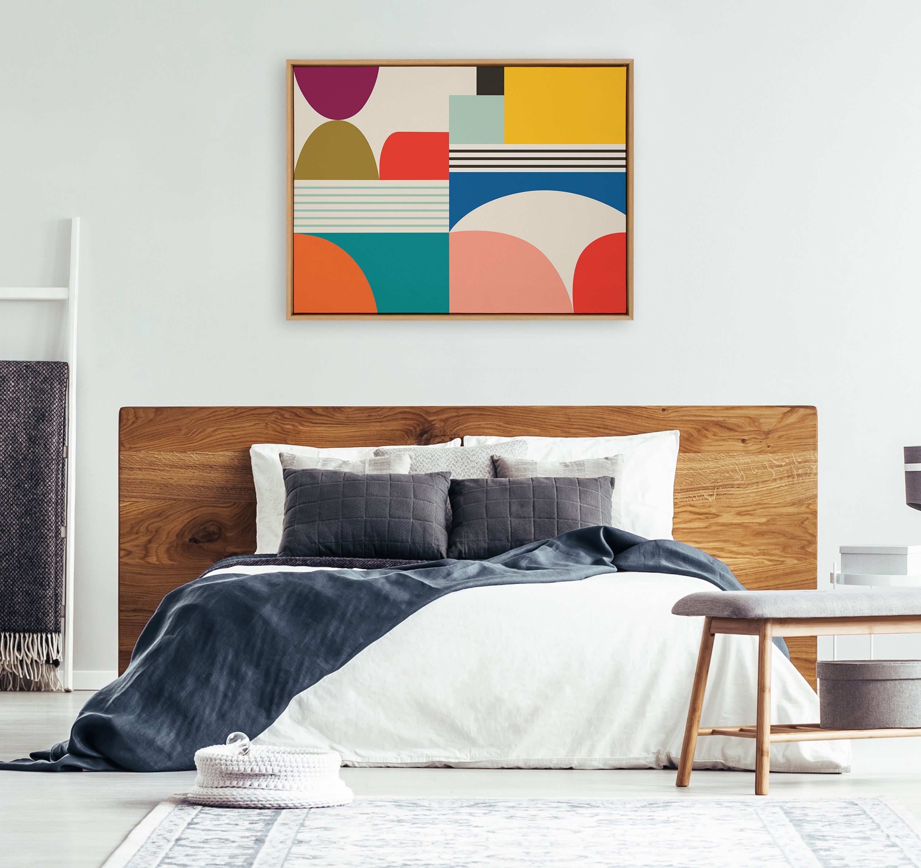 Sylvie Mid Century Modern Pattern Framed Canvas by Rachel Lee of My Dream Wall